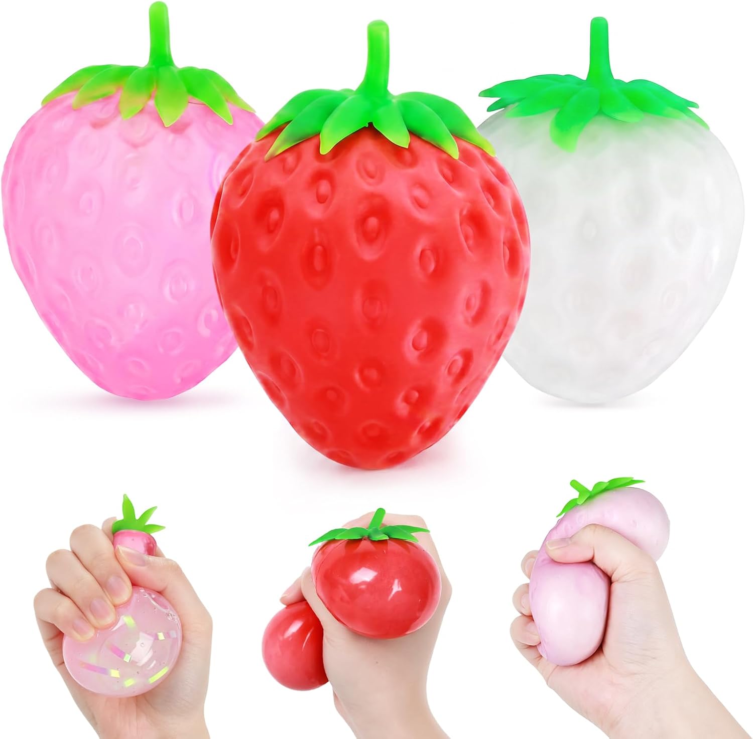 Strawberry Squishy, Strawberry Squishy Sensory Fidget Giant Jumbo Big Slow Rising Stress Ball Squeeze Toy Fruit Realistic for Relief, Adults Kids Gifts Party Favor (1pcs) - Image 4
