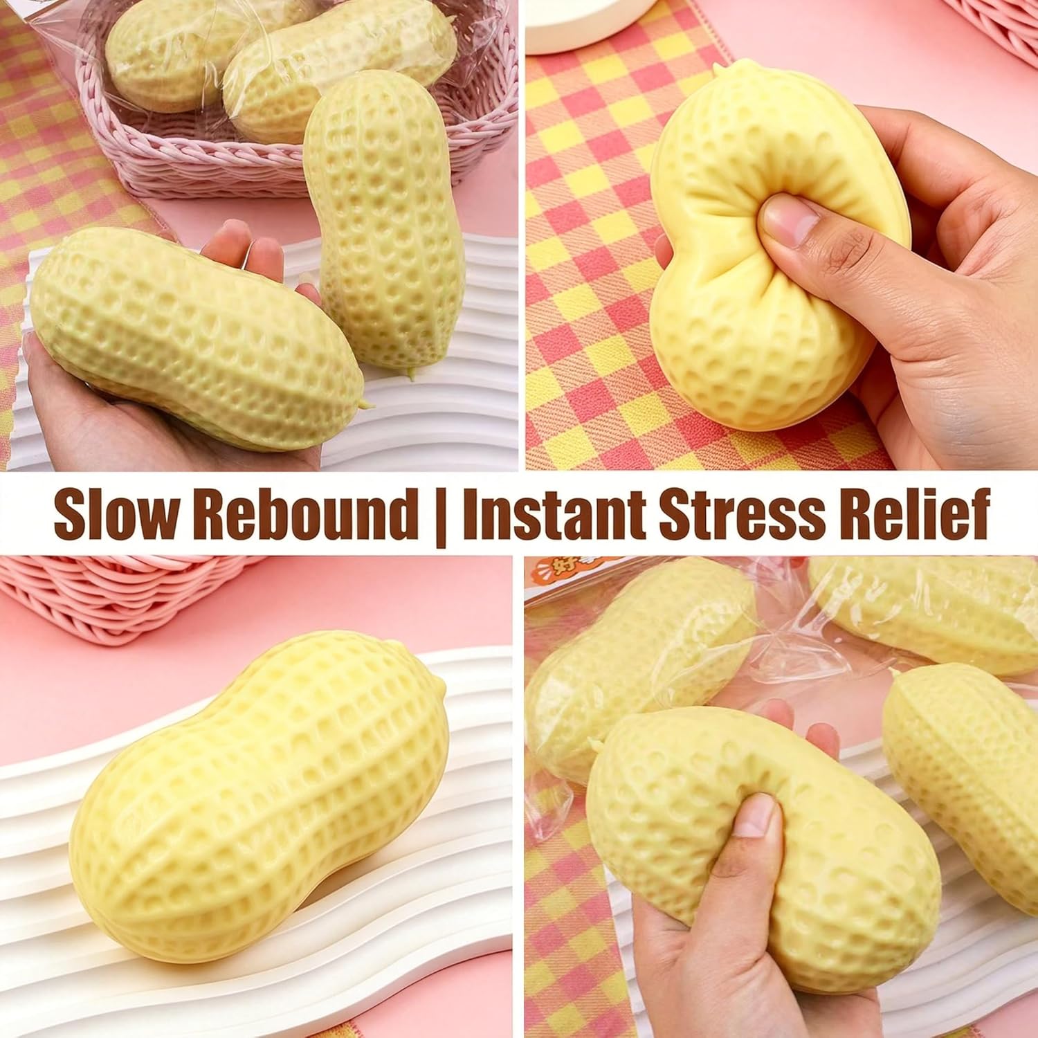 Peanut Squishies, Peanut Shaped Squish Balls,Squeeze Dough Ball ,Soft Stress Relief Sensory Fidget Toys,Soft Stress Relief Sensory Fidget Toys for Adults Anxiety Relief Hand Relax - Image 5