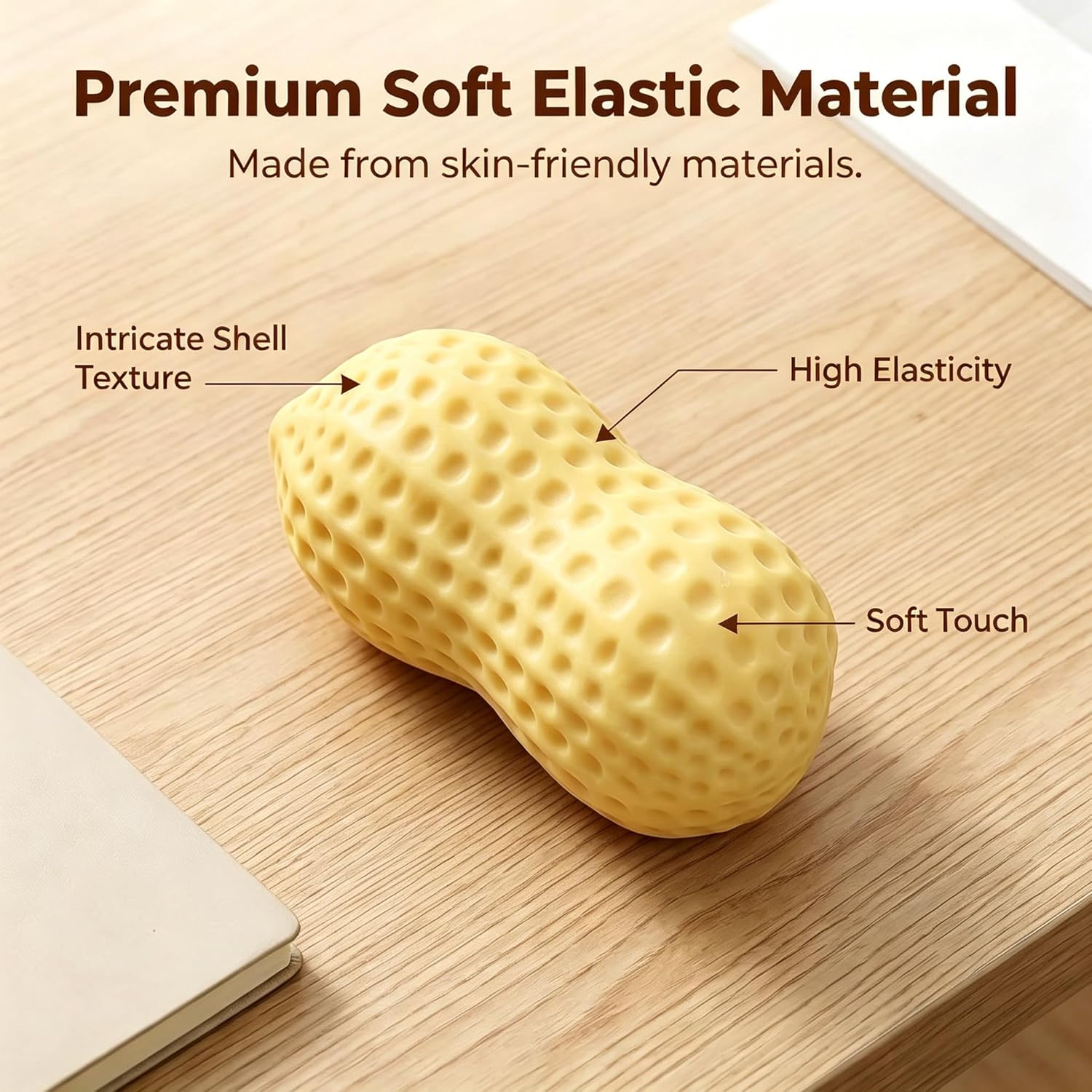 Peanut Squishies, Peanut Shaped Squish Balls,Squeeze Dough Ball ,Soft Stress Relief Sensory Fidget Toys,Soft Stress Relief Sensory Fidget Toys for Adults Anxiety Relief Hand Relax - Image 4